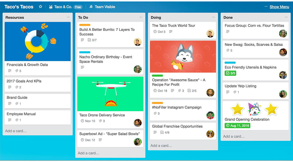 Tools to help you boost your work productivity; Trello